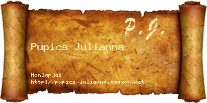 Pupics Julianna névjegykártya